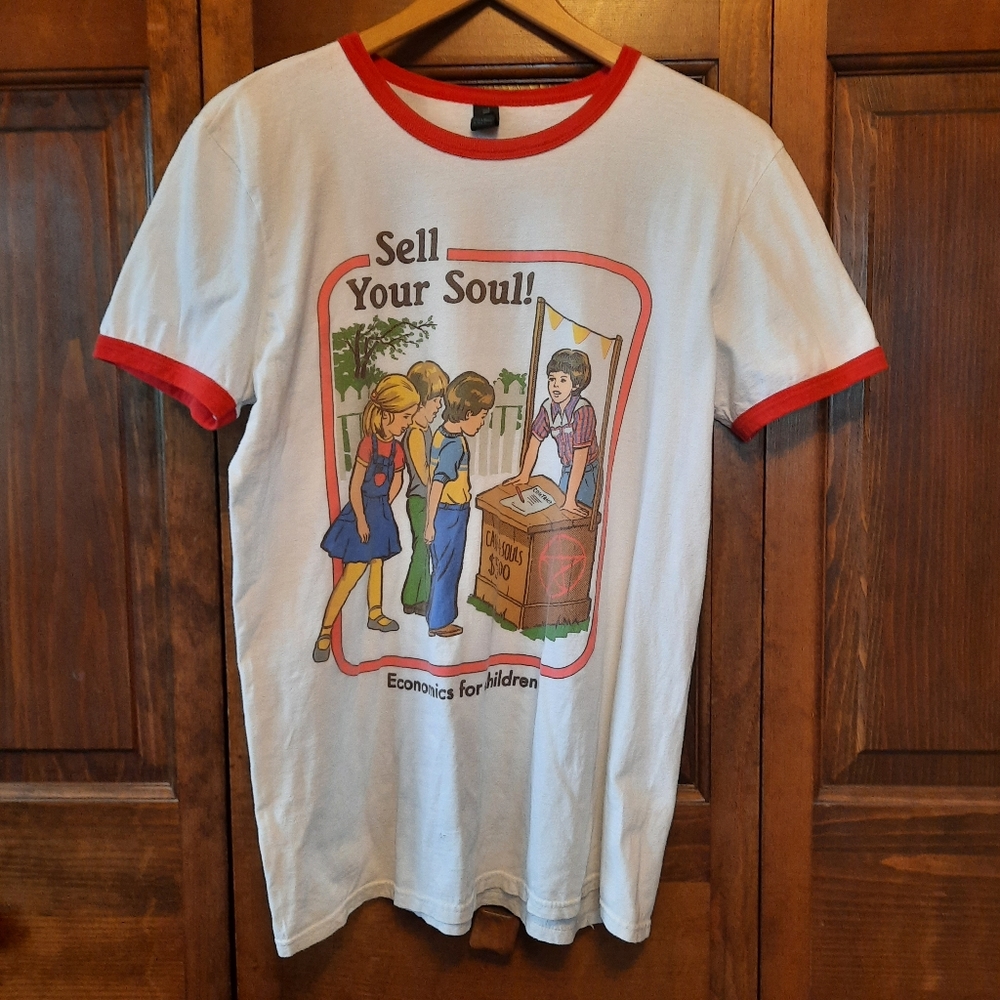 Retro Y2K - Anvil White and Red Graphic Tee - Short Sleeve